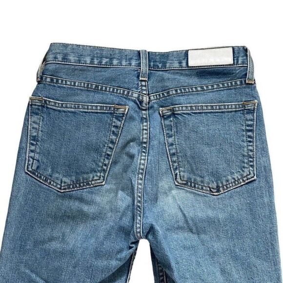 Re/Done Mid Wash Raw Hem Jeans Redone Originals High Rise Ankle Sz 25 - Picture 4 of 8
